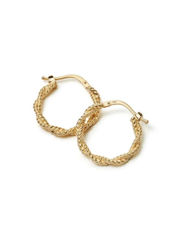 Daisy London Midi Rope Twist Hoop Earrings 18ct Gold Plate