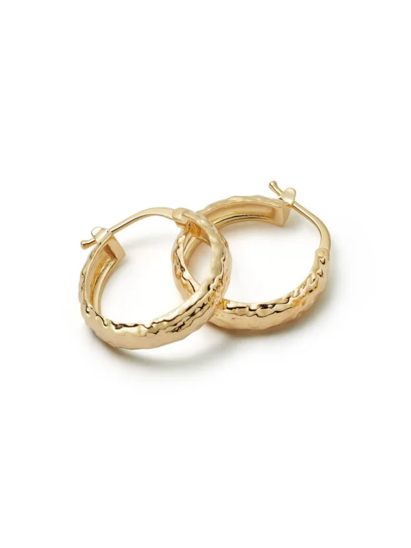 Daisy London Midi Textured Hoop Earrings 18ct Gold Plate