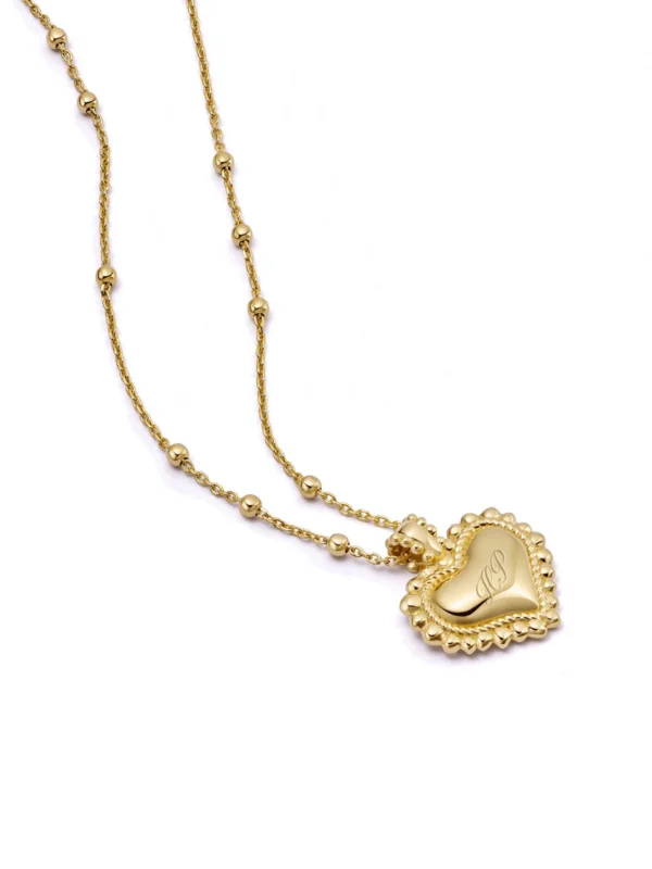 Daisy London Mini Engravable Bobble Heart Necklace 18ct Gold Plate
