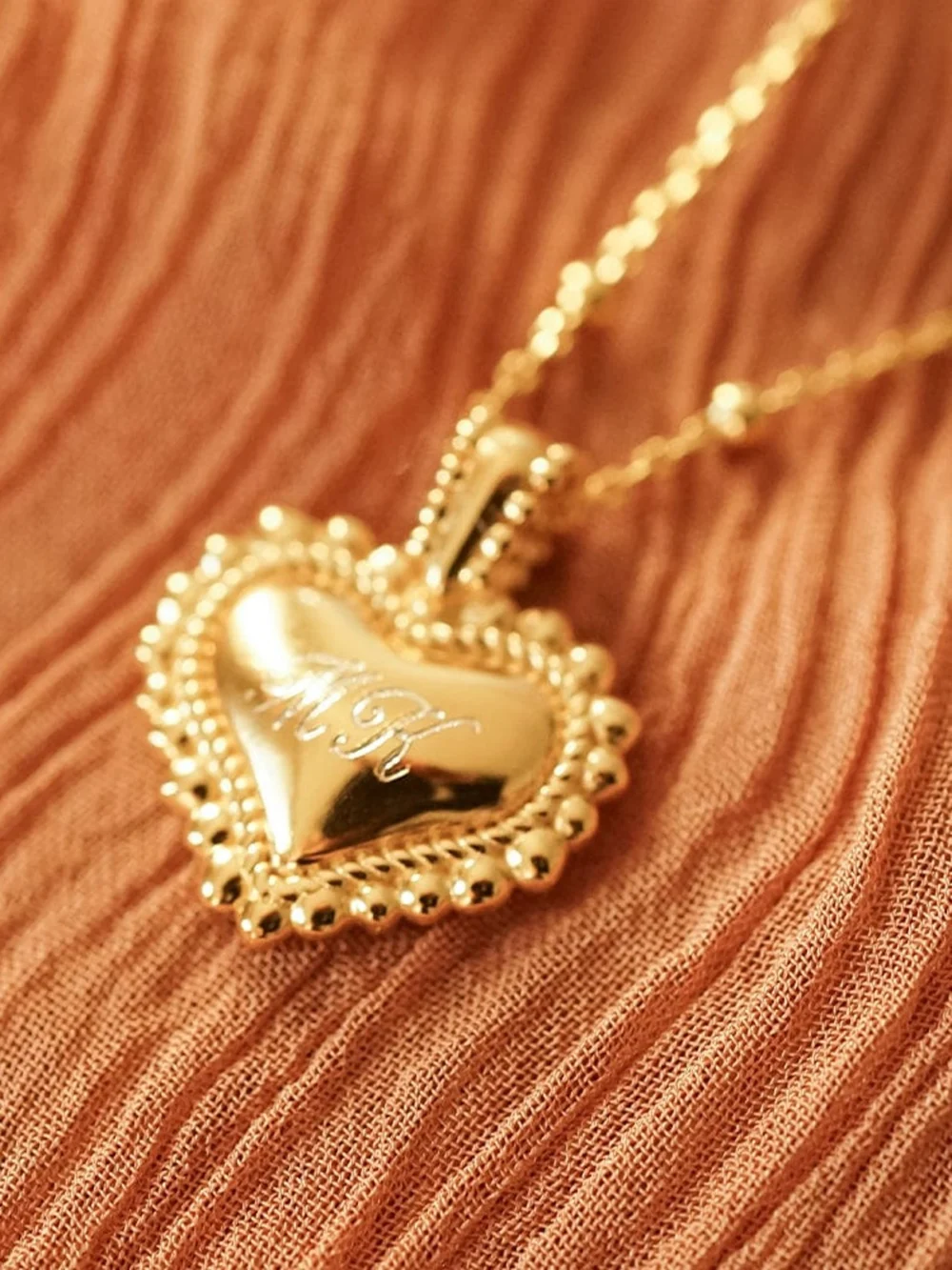 Daisy London Mini Engravable Bobble Heart Necklace 18ct Gold Plate, view 2