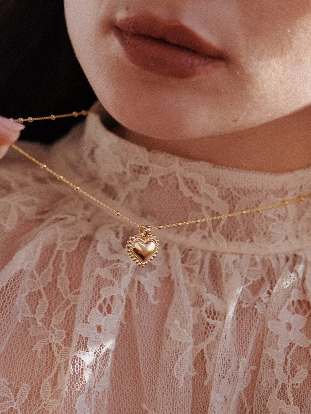 Daisy London Mini Engravable Bobble Heart Necklace 18ct Gold Plate, view 3