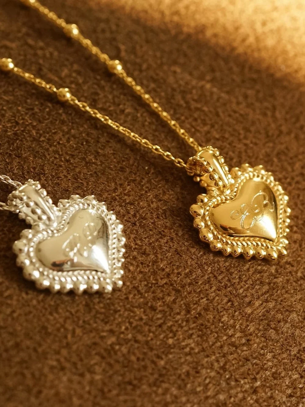 Daisy London Mini Engravable Bobble Heart Necklace 18ct Gold Plate, view 5