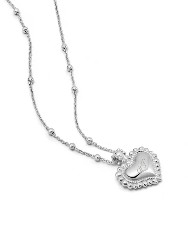Daisy London Mini Engravable Bobble Heart Necklace Sterling Silver