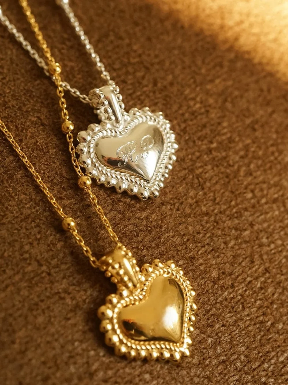 Daisy London Mini Engravable Bobble Heart Necklace Sterling Silver, view 3