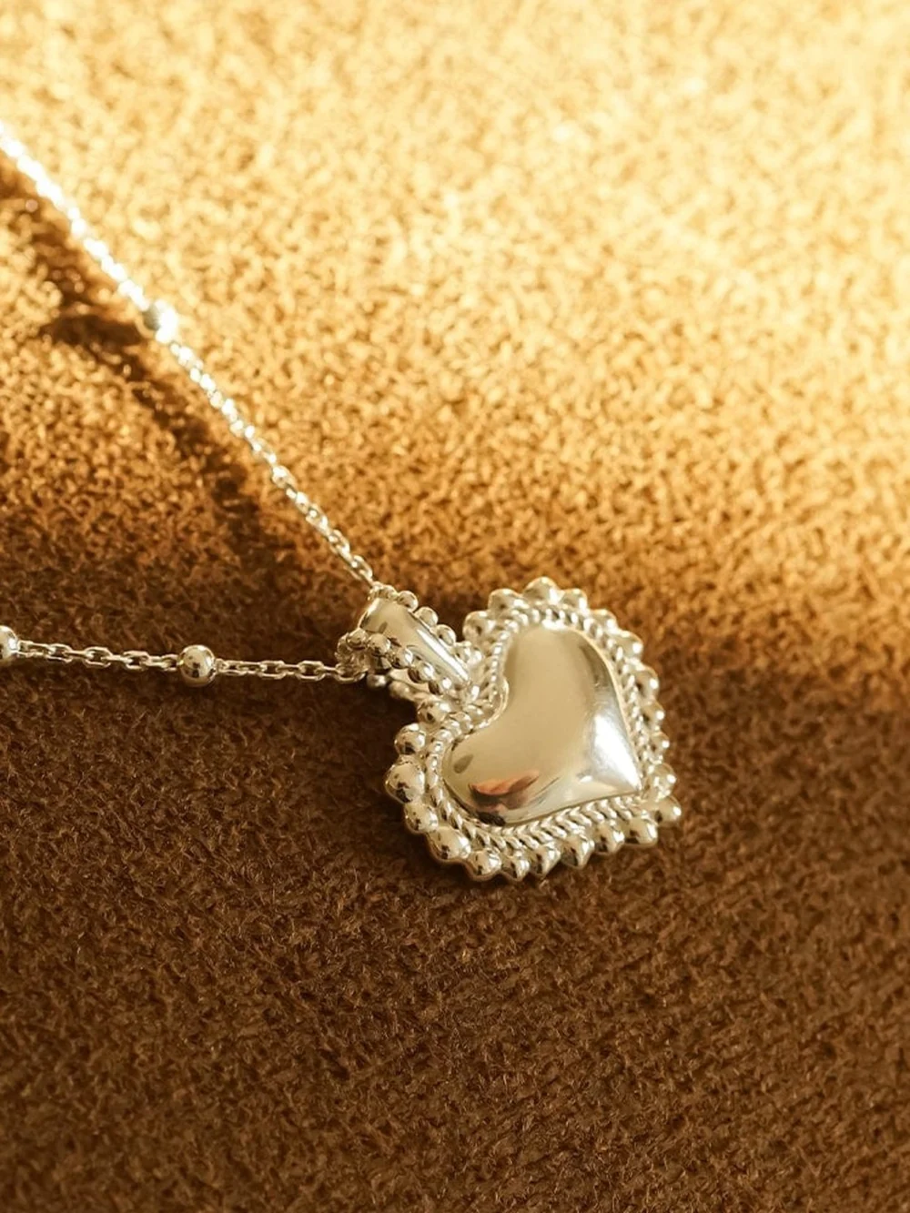 Daisy London Mini Engravable Bobble Heart Necklace Sterling Silver, view 5