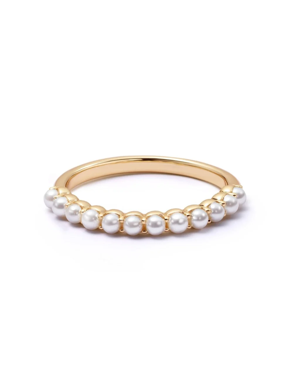 Daisy London Mini Pearl Band Ring 18ct Gold Plate