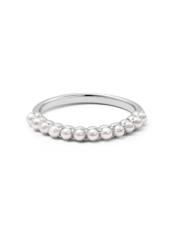 Daisy London Mini Pearl Band Ring Sterling Silver