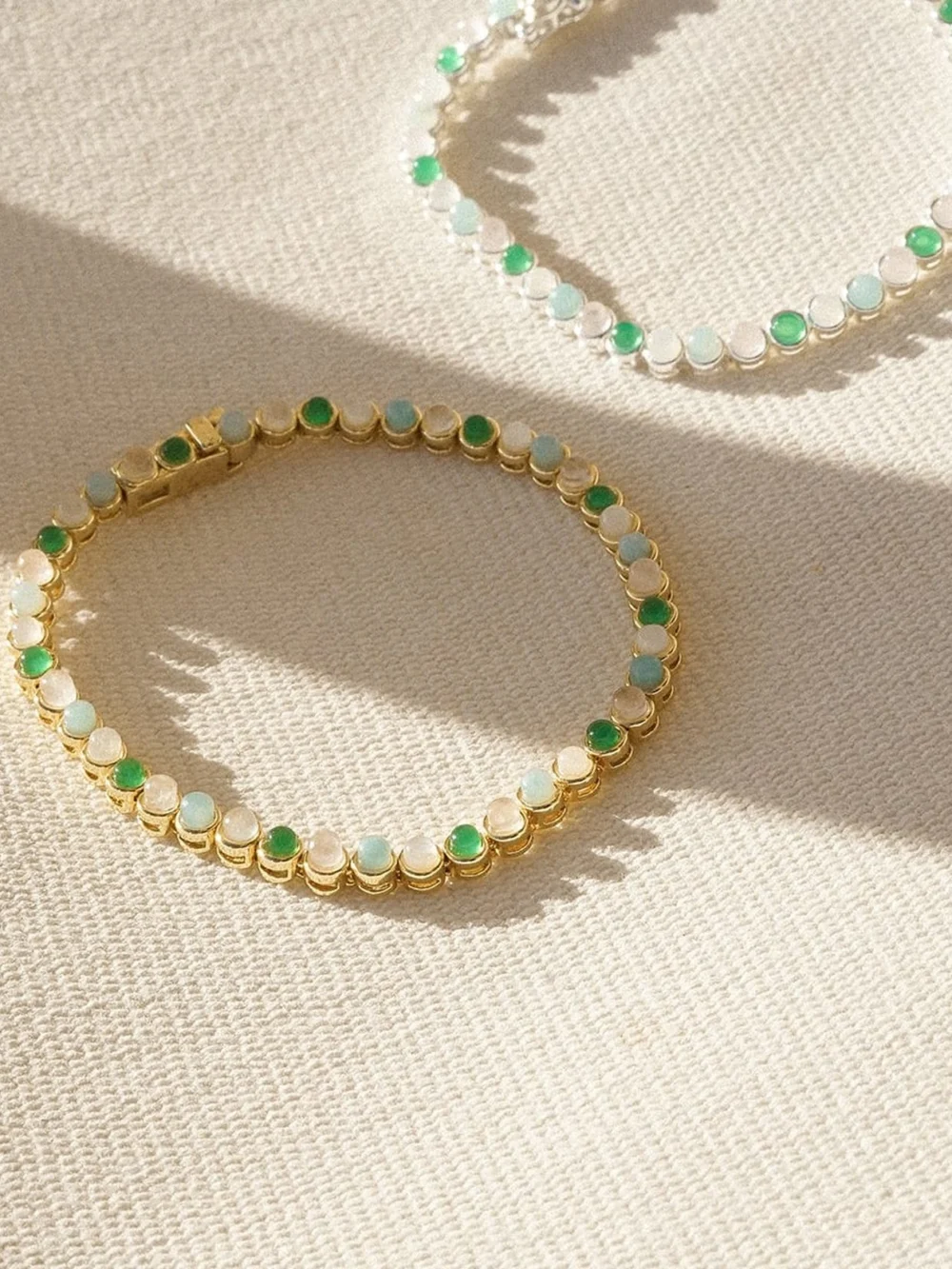 Daisy London Mixed Gemstone Tennis Bracelet 18ct Gold Plate, view 3
