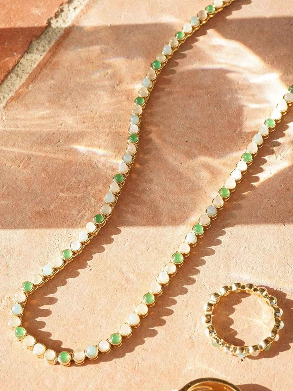 Daisy London Mixed Gemstone Tennis Necklace 18ct Gold Plate, view 3