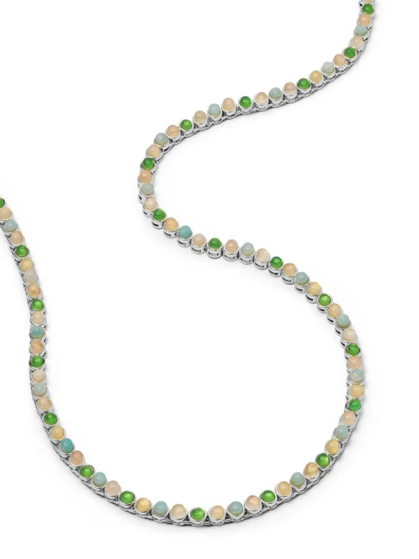 Daisy London Mixed Gemstone Tennis Necklace Silver Plate