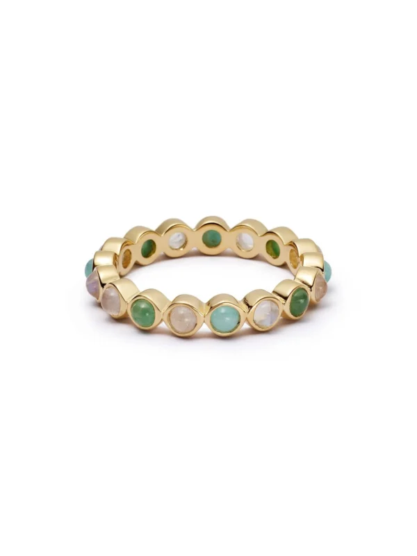 Daisy London Mixed Gemstone Tennis Ring 18ct Gold Plate