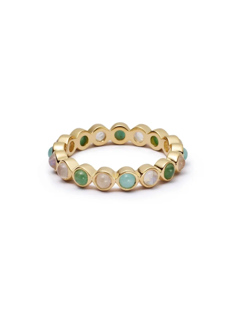 Daisy London Mixed Gemstone Tennis Ring 18ct Gold Plate