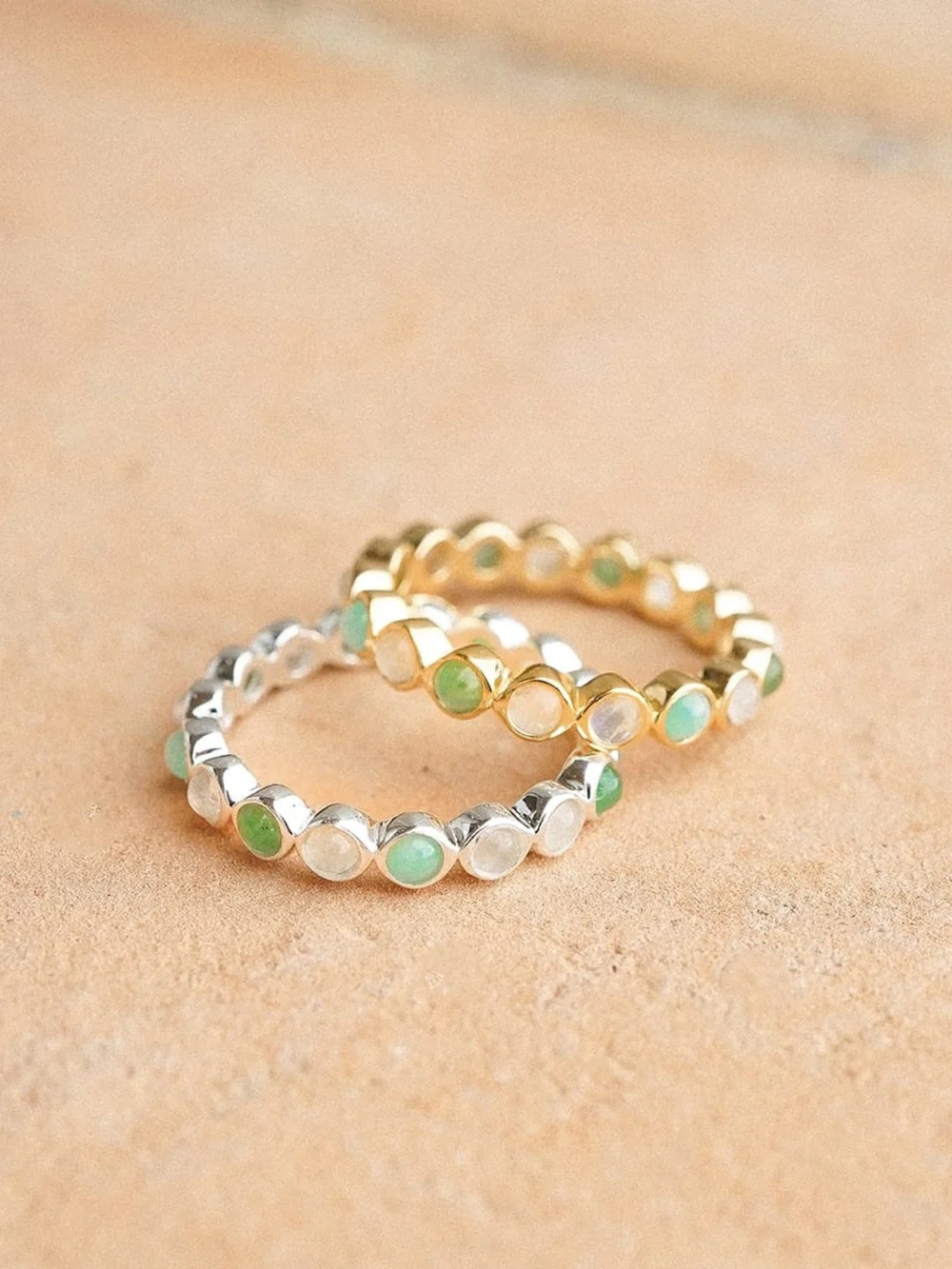 Daisy London Mixed Gemstone Tennis Ring 18ct Gold Plate, view 3
