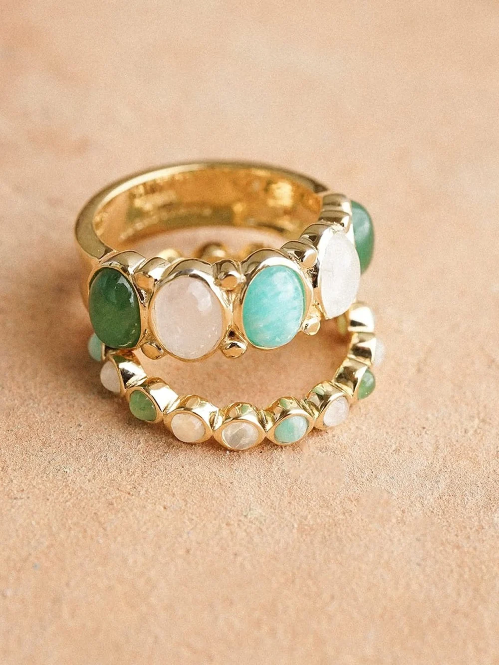 Daisy London Mixed Gemstone Tennis Ring 18ct Gold Plate, view 5