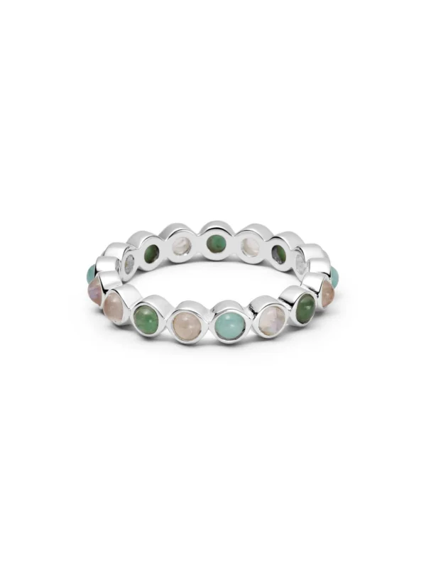 Daisy London Mixed Gemstone Tennis Ring Sterling Silver