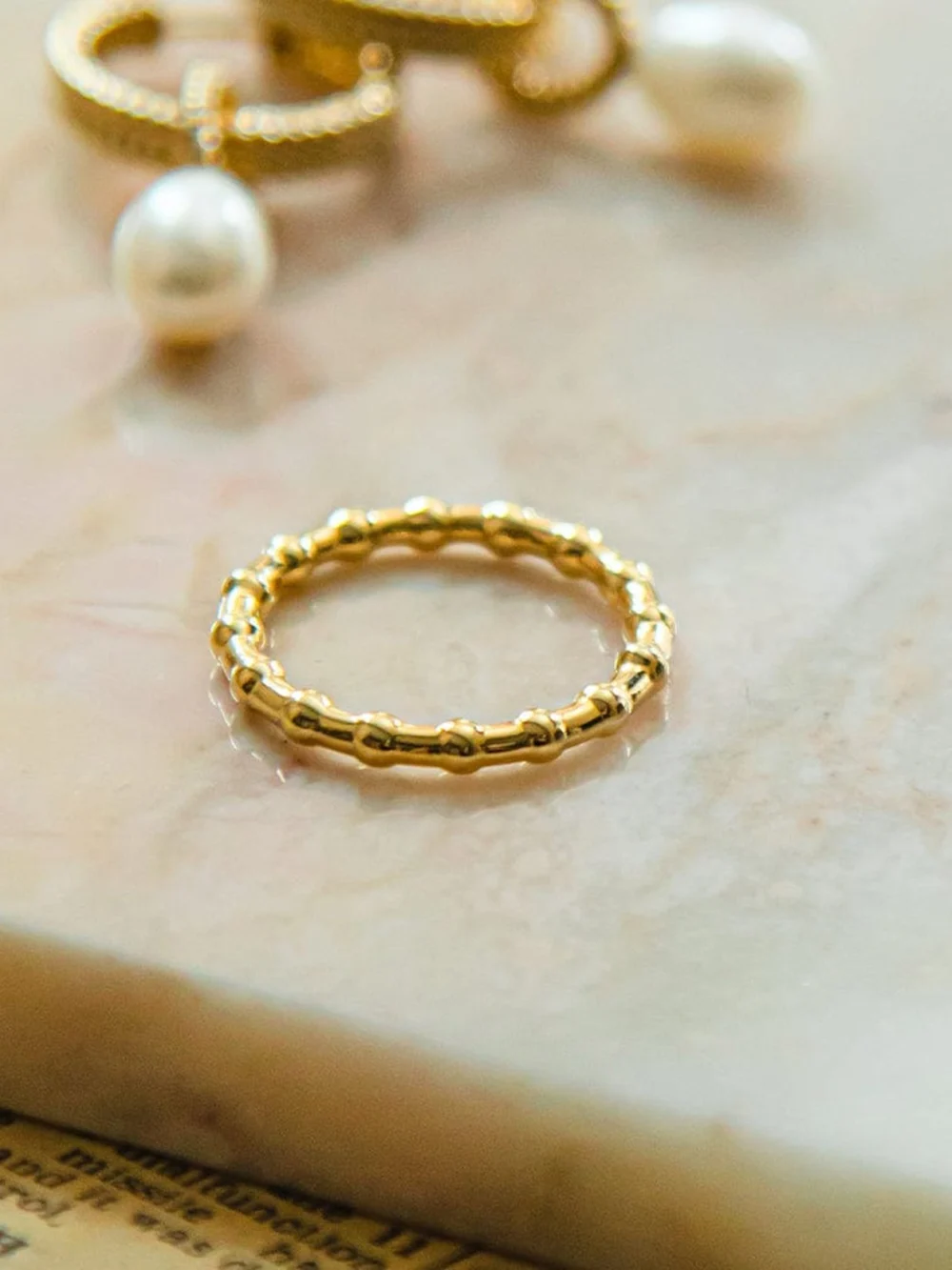 Daisy London Modern Bobble Stacking Ring 18ct Gold Plate, view 3