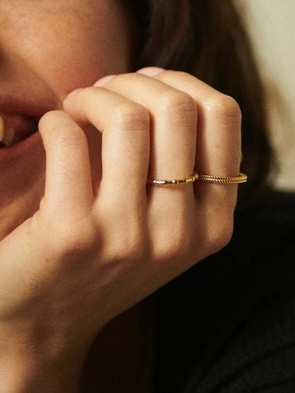 Daisy London Modern Bobble Stacking Ring 18ct Gold Plate, view 5