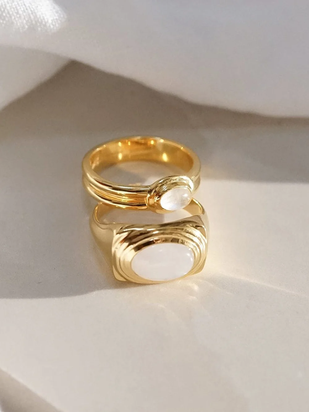 Daisy London Moonstone Bold Ring 18ct Gold Plate, view 3