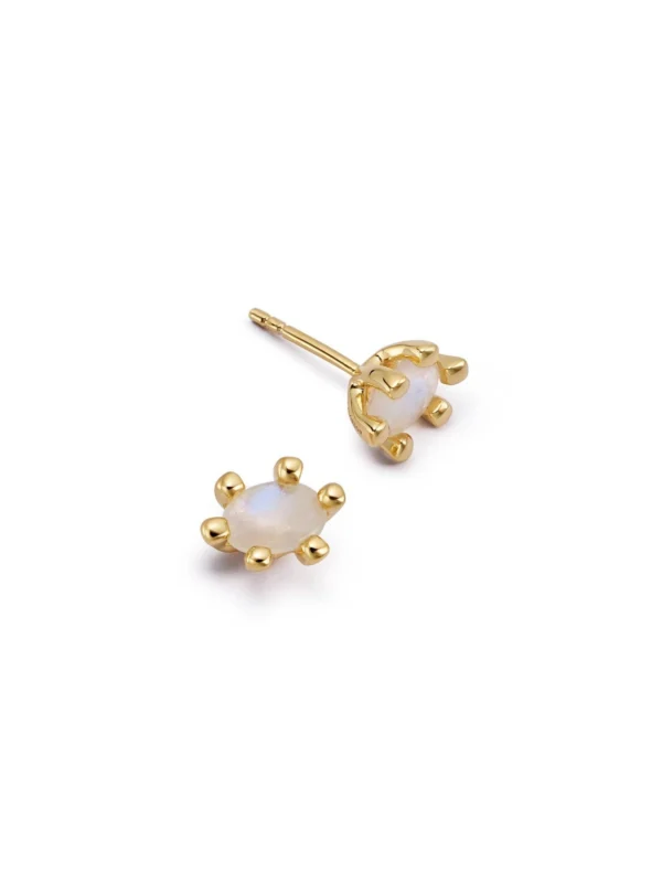 Daisy London Moonstone Claw Stud Earrings 18ct Gold Plate