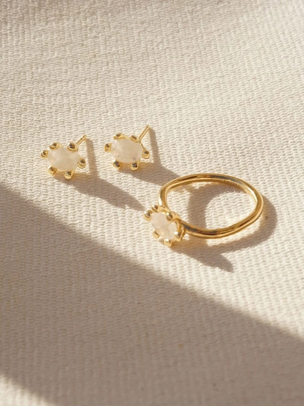Daisy London Moonstone Claw Stud Earrings 18ct Gold Plate, view 4