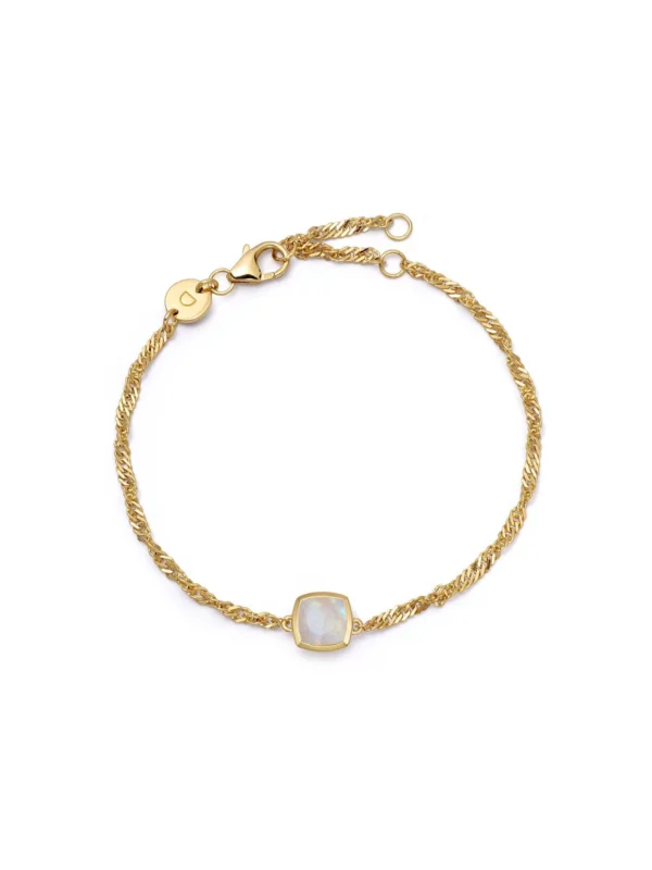 Daisy London Moonstone June Birthstone Charm Bracelet 18ct Gold Plate
