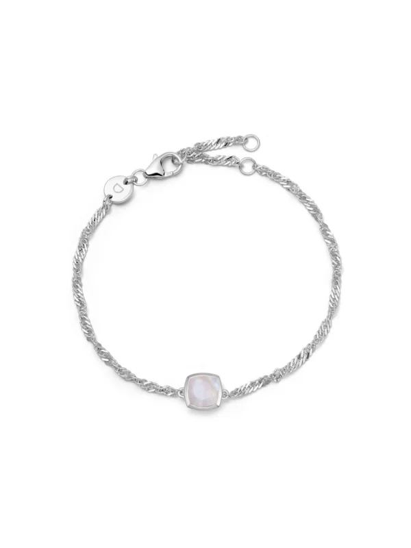 Daisy London Moonstone June Birthstone Charm Bracelet Sterling Silver