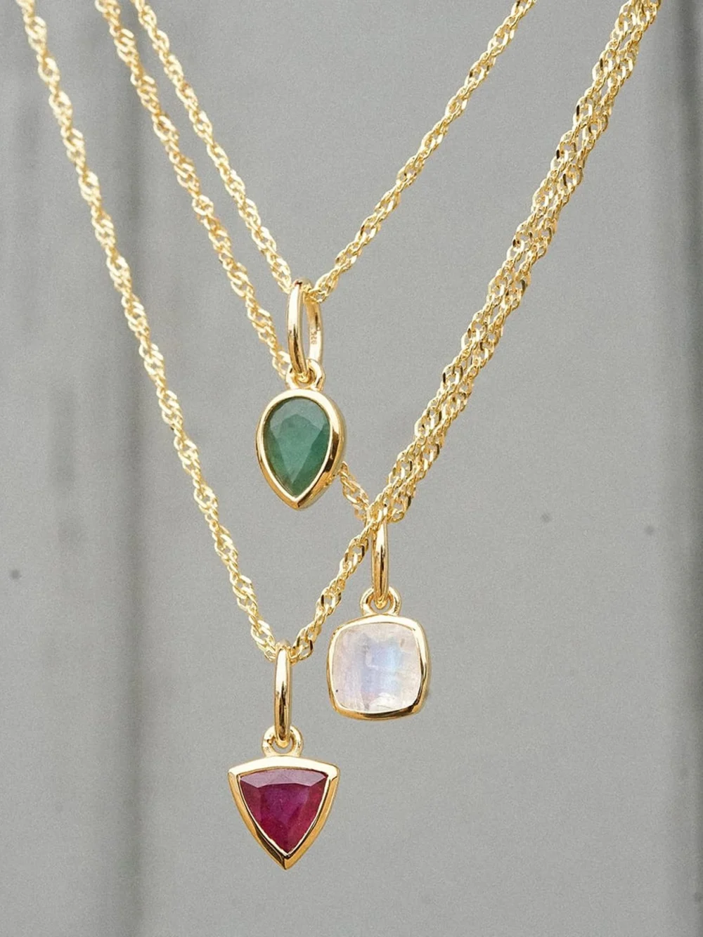 Daisy London Moonstone June Birthstone Charm Necklace 18ct Gold Plate, view 4