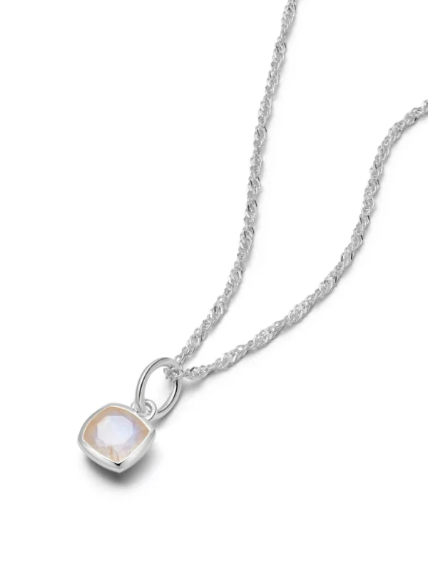 Daisy London Moonstone June Birthstone Charm Necklace Sterling Silver