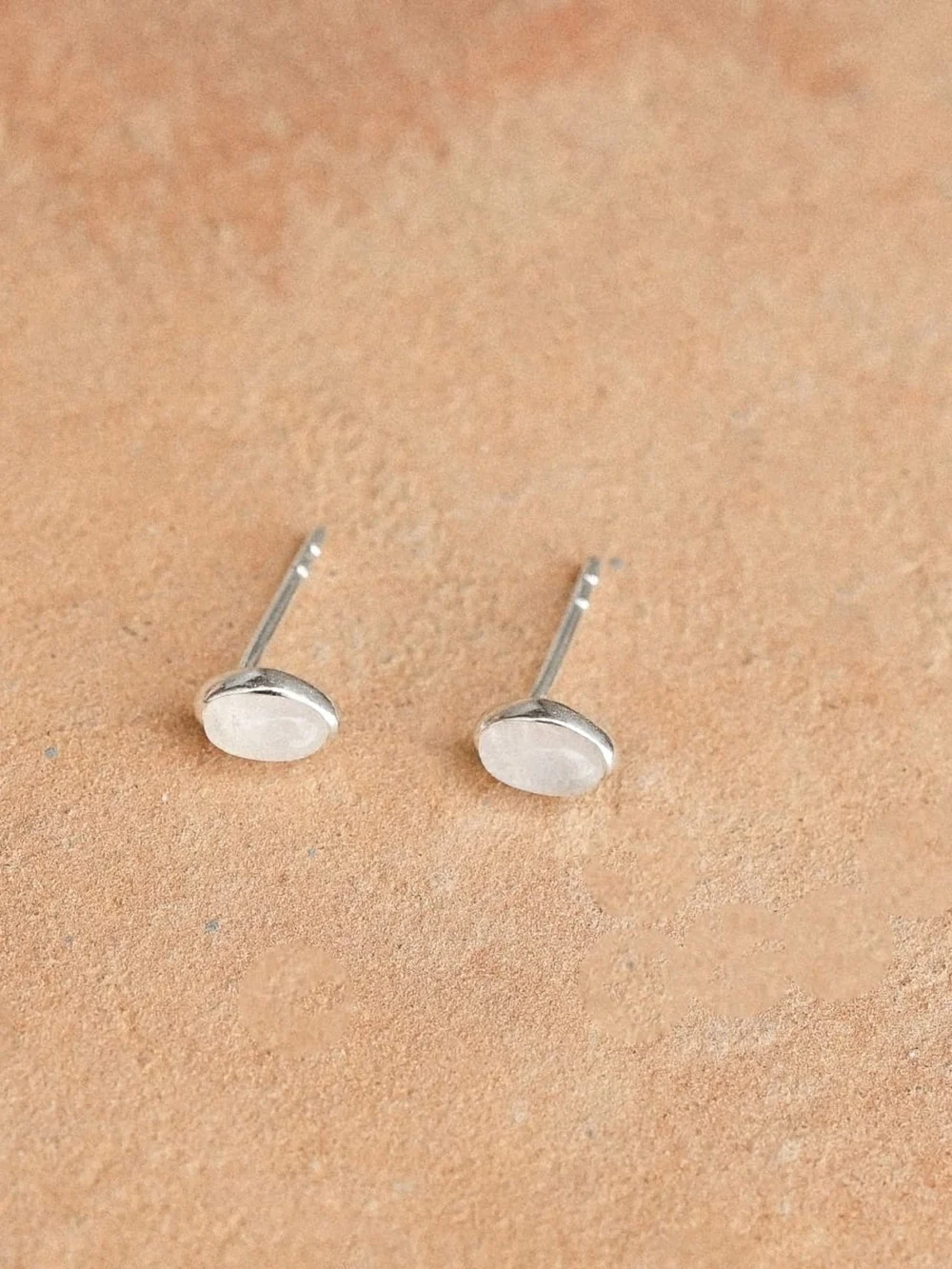 Daisy London Moonstone Oval Stud Earrings Sterling Silver, view 3