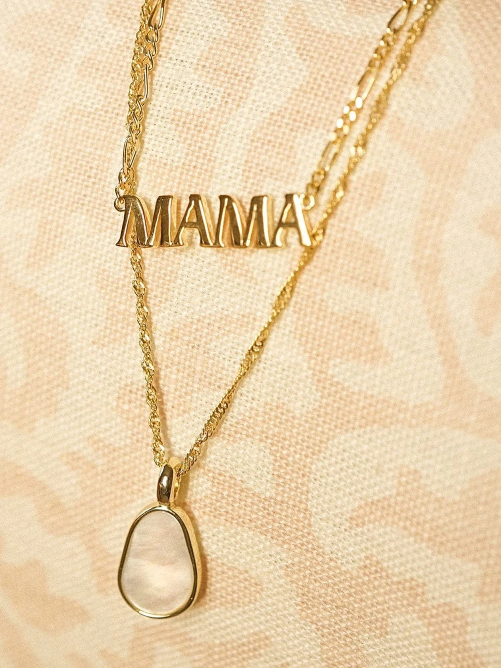 Daisy London Mother of Pearl & Mama Necklace Layering Set 18ct Gold Plate, view 2