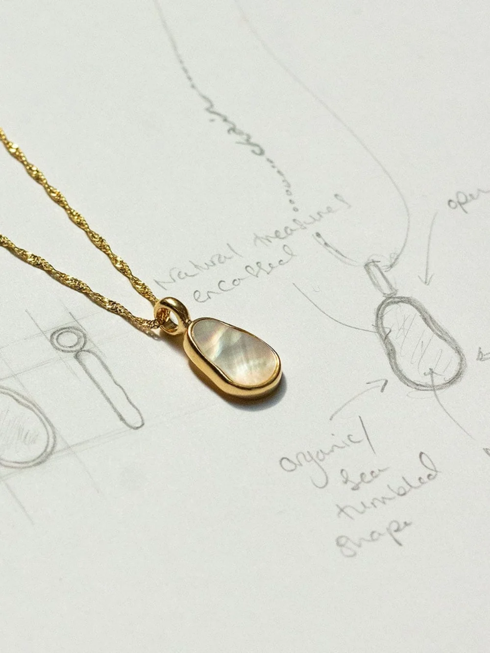 Daisy London Mother of Pearl & Mama Necklace Layering Set 18ct Gold Plate, view 3
