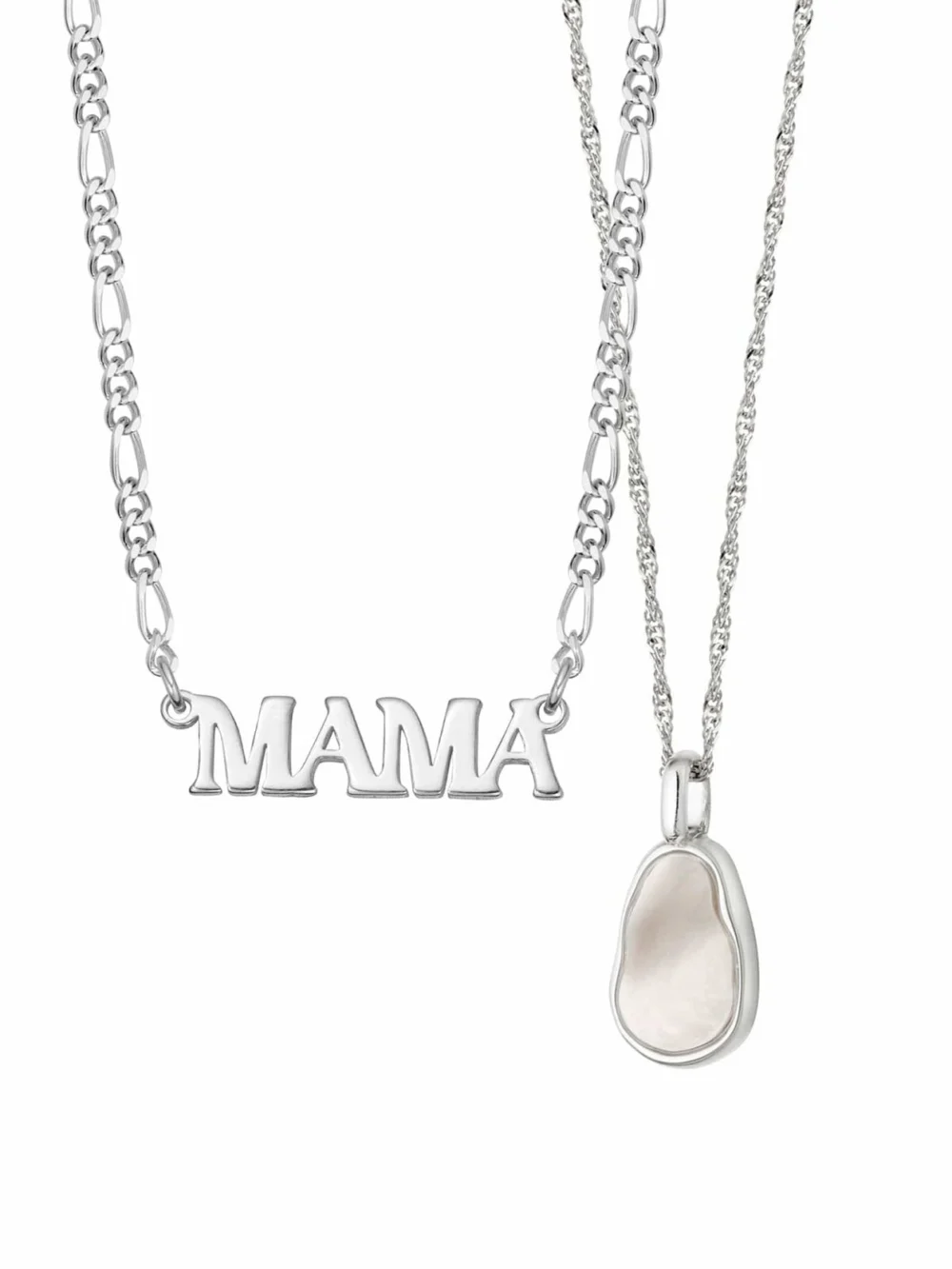 Daisy London Mother of Pearl & Mama Necklace Layering Set Sterling Silver