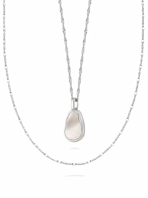 Daisy London Mother of Pearl Chain Layering Set Sterling Silver
