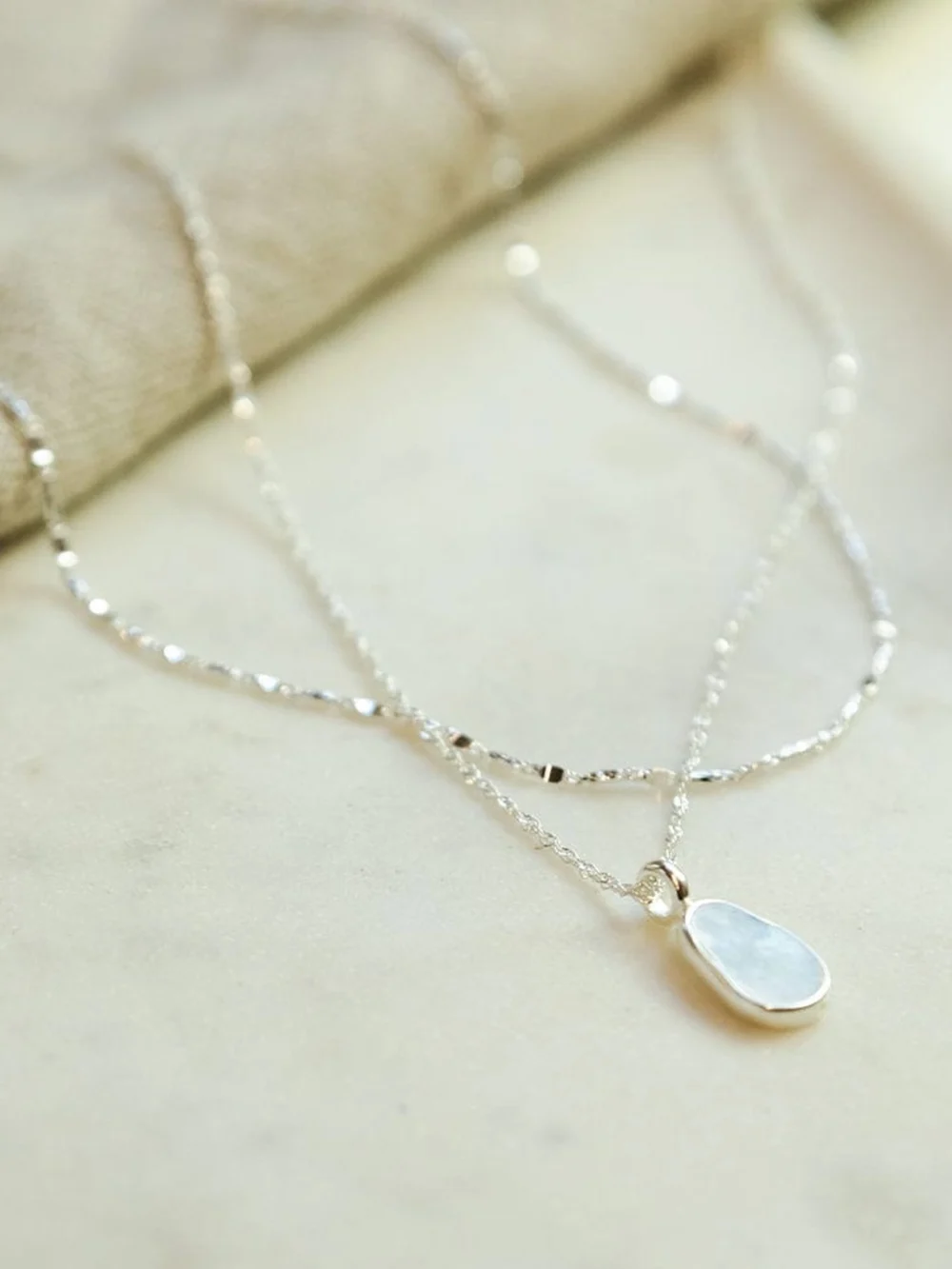 Daisy London Mother of Pearl Chain Layering Set Sterling Silver, view 2