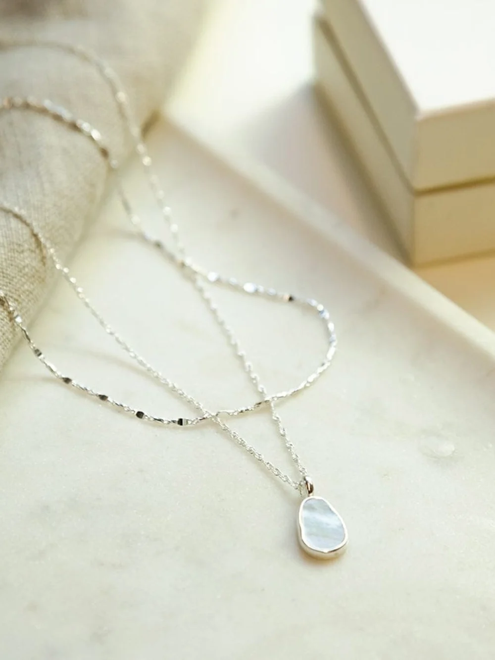 Daisy London Mother of Pearl Chain Layering Set Sterling Silver, view 3
