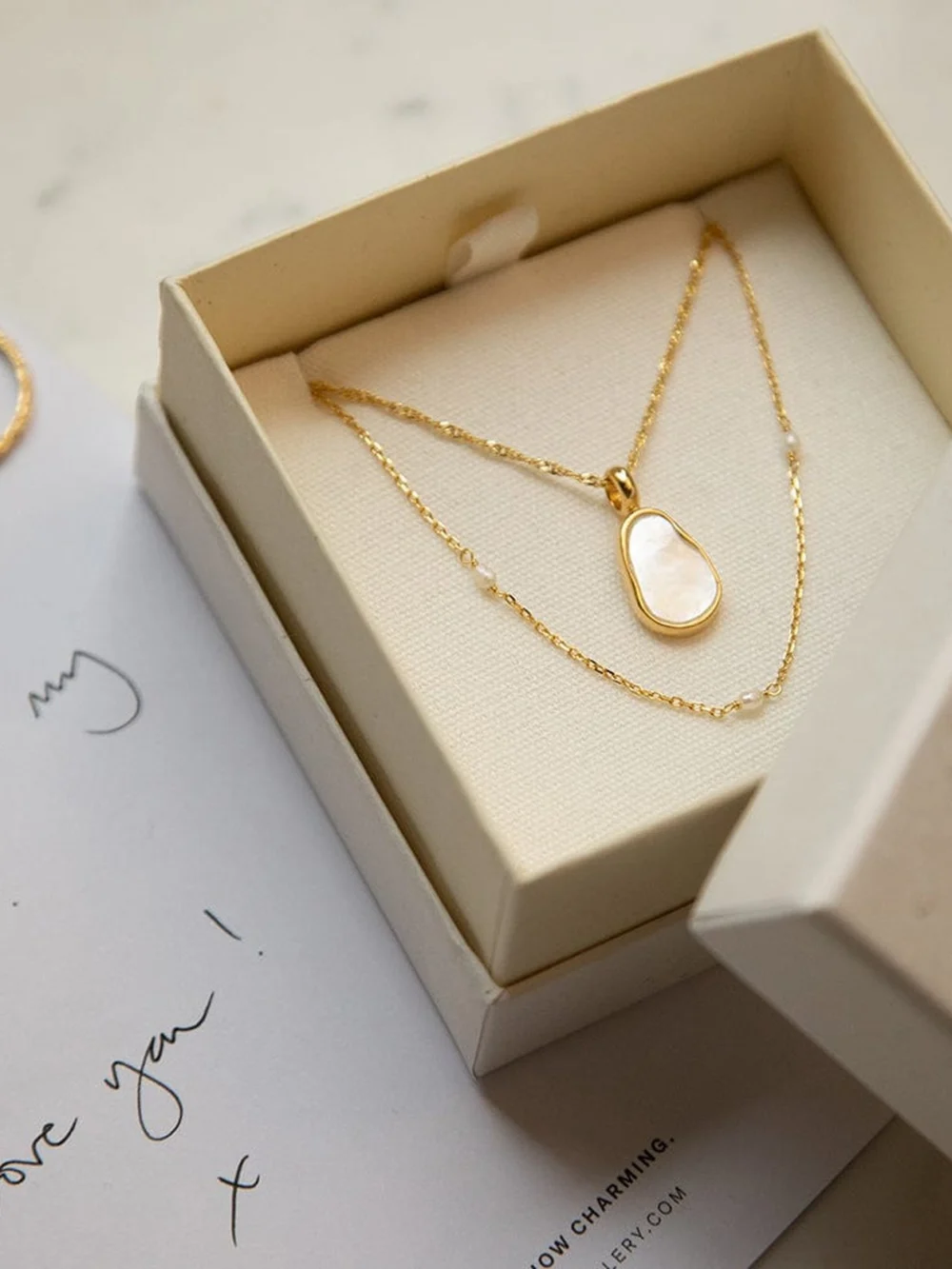 Daisy London Mother of Pearl Layering Set 18ct Gold Plate, view 3