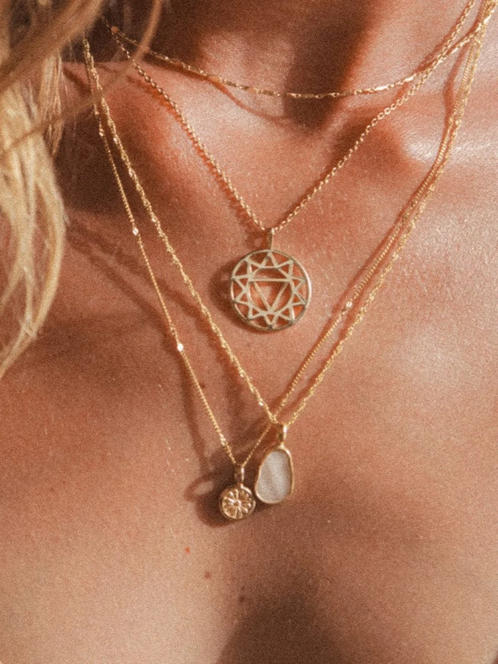 Daisy London Mother of Pearl Layering Set 18ct Gold Plate, view 5