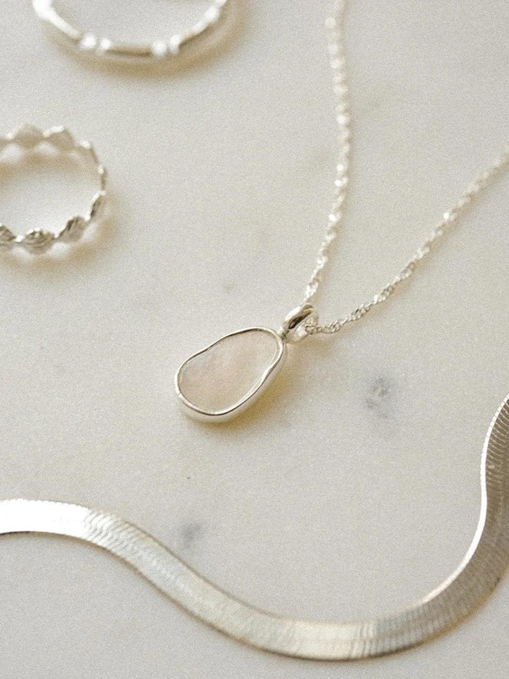 Daisy London Mother of Pearl Layering Set Sterling Silver, view 2