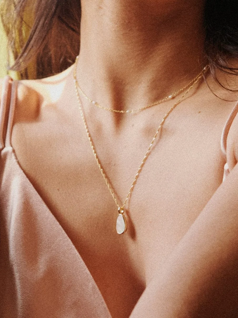 Daisy London Mother of Pearl Necklace 18ct Gold Plate, view 2