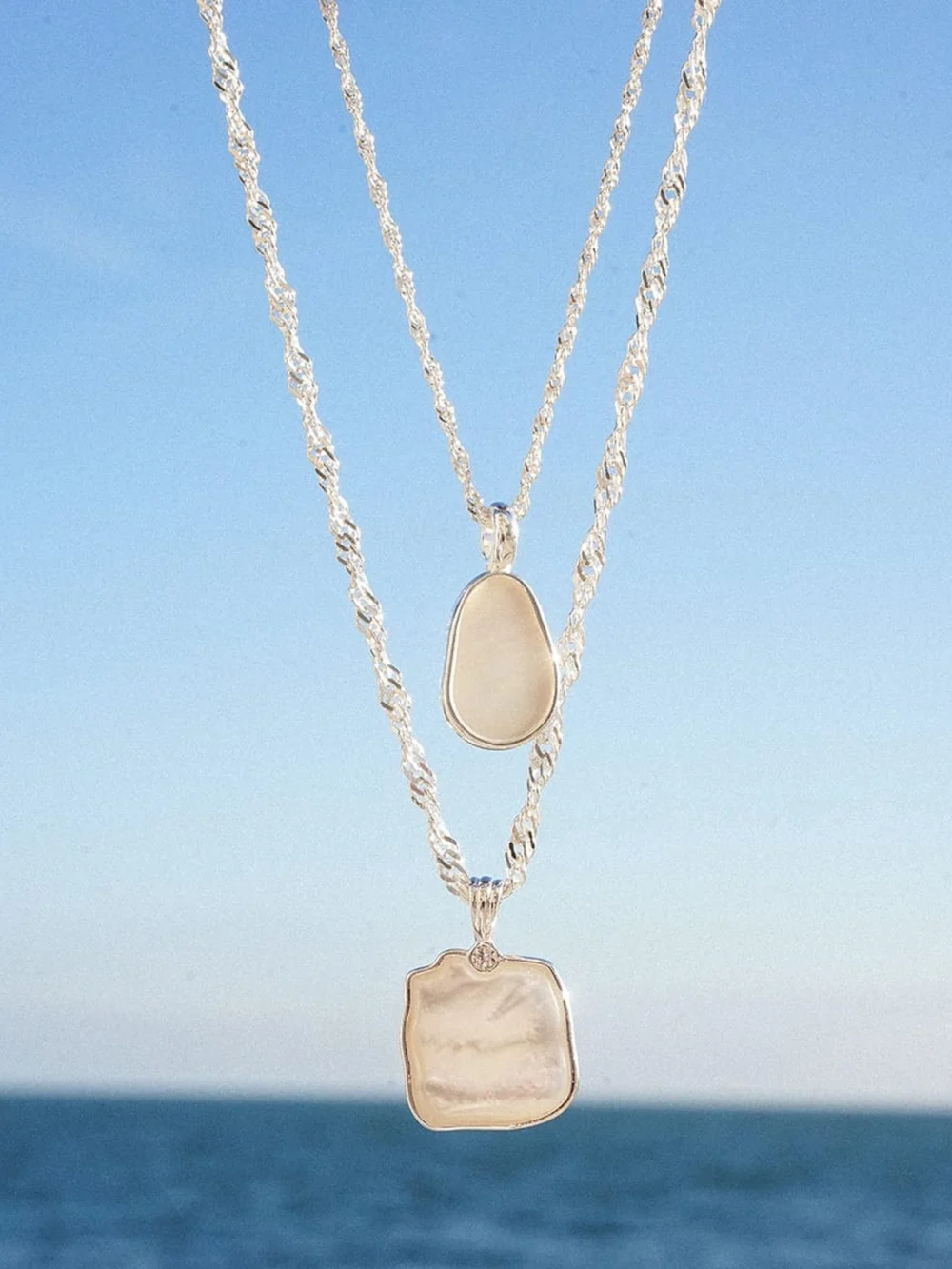 Daisy London Mother of Pearl Necklace Sterling Silver, view 3