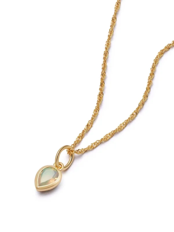 Daisy London Opal October Birthstone Charm Necklace 18ct Gold Plate