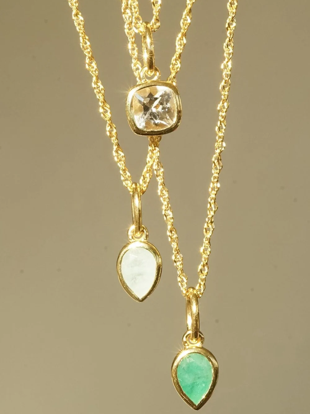 Daisy London Opal October Birthstone Charm Necklace 18ct Gold Plate, view 3