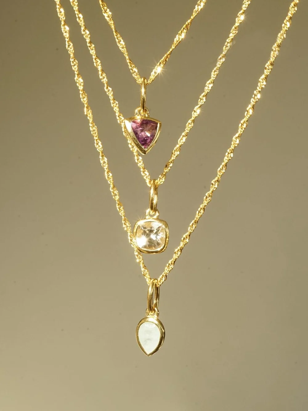 Daisy London Opal October Birthstone Charm Necklace 18ct Gold Plate, view 6