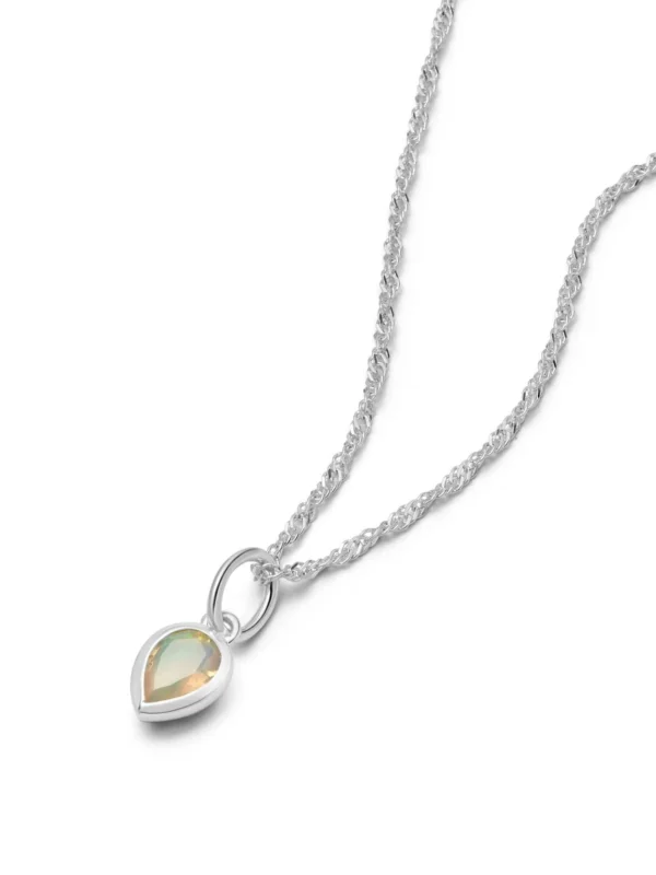 Daisy London Opal October Birthstone Charm Necklace Sterling Silver