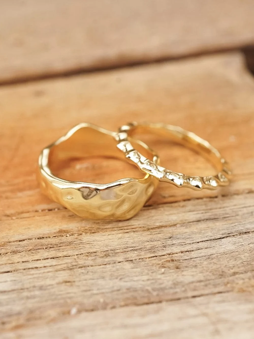 Daisy London Organic Chunky Band Ring 18ct Gold Plate, view 5