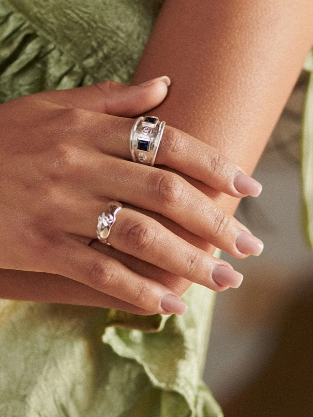 Daisy London Organic Chunky Band Ring Sterling Silver, view 2