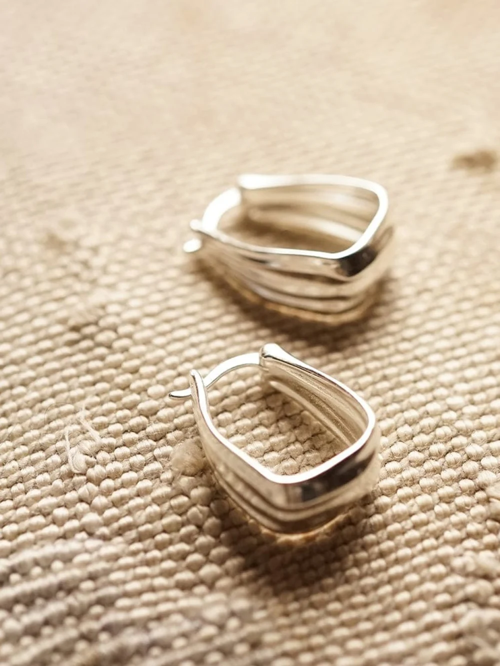 Daisy London Organic Creole Earrings Sterling Silver, view 2