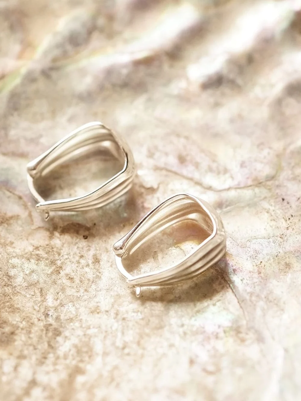 Daisy London Organic Creole Earrings Sterling Silver, view 5