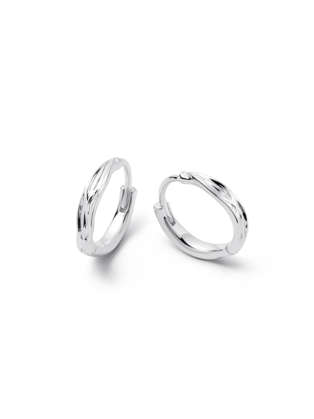 Daisy London Organic Huggie Hoop Earrings Sterling Silver