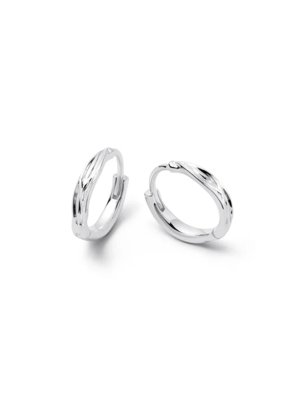 Daisy London Organic Huggie Hoop Earrings Sterling Silver